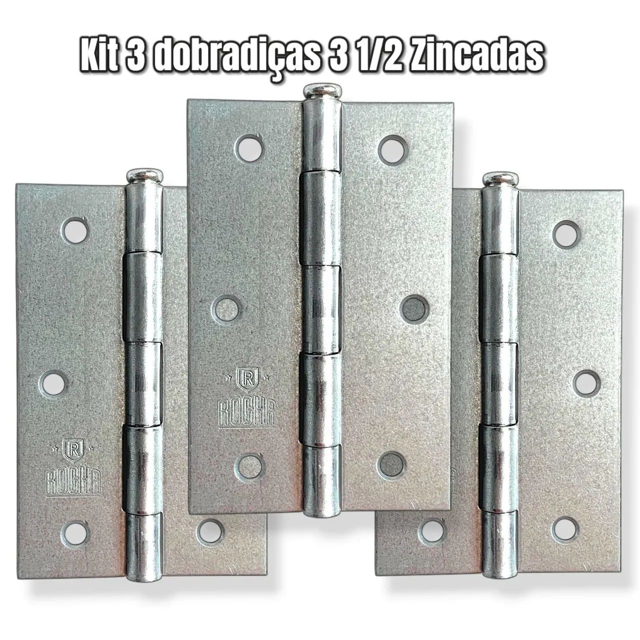 3-Piece Zinc-Coated Hinge Set, 3½ Inches, with Screws for Doors64739518487297120