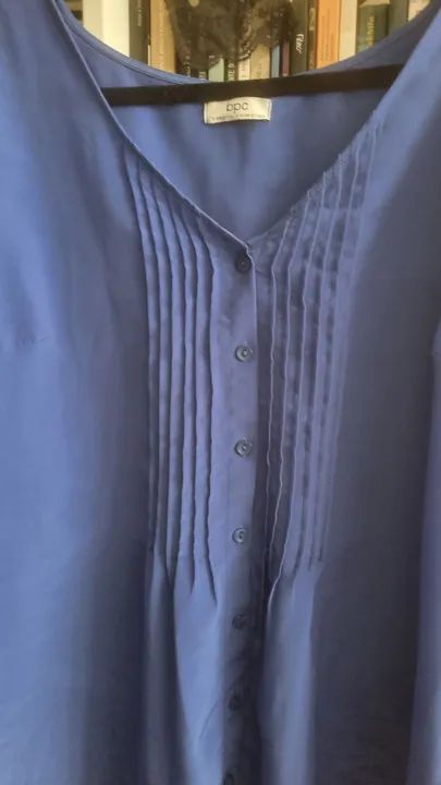 Bata de seda azul cobalto - plus size  - Foto 2