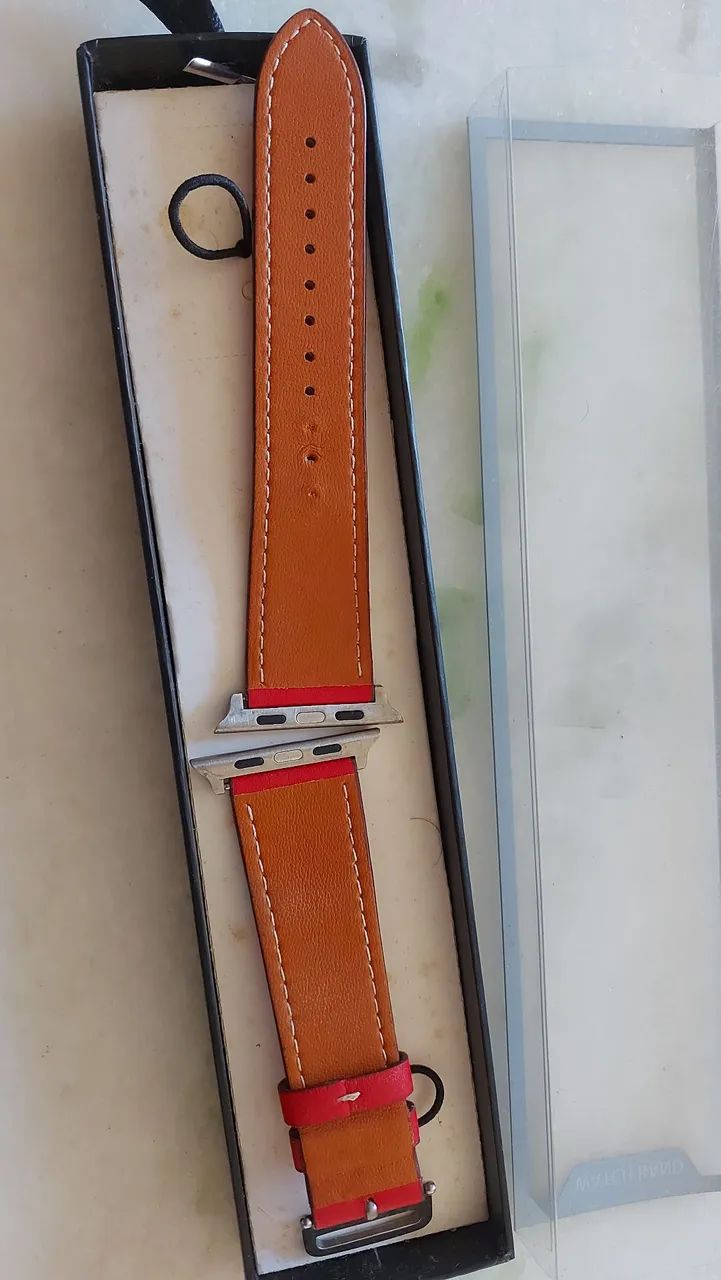 Pulseira de relógio Apple Watch 42mm Vermelha de Couro - Foto 2
