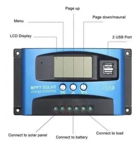 Controlador De Carga Mppt 60a Usb 12V 24V para Painel Solar - Foto 3