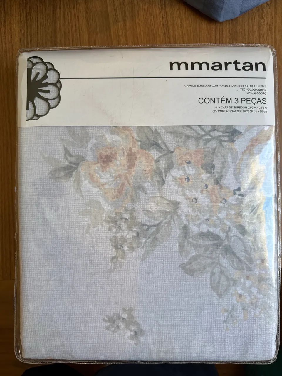 Jogo de Capa de Edredom MMartan Queen - Floral Suave - 3 peças - Novo 