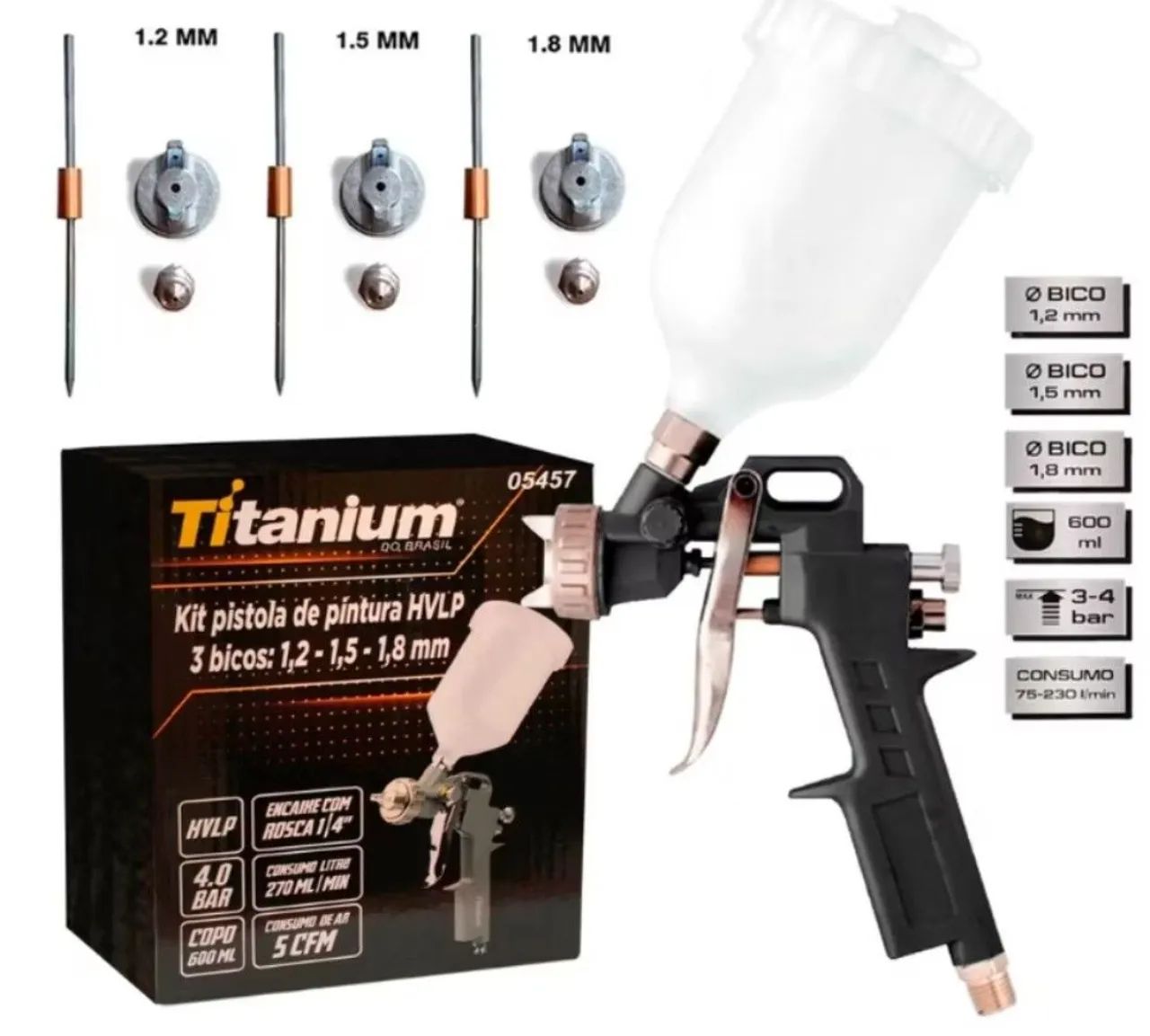 PISTOLA DE PINTURA GRAVIDADE PROFISSIONAL CANECA 600ML 
