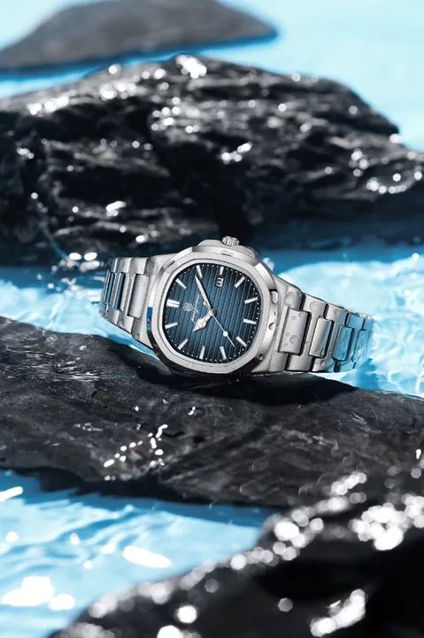 Relógio Paazomu Silver Blue Elegante C/ caixa + chave para ajuste de pulseira - Foto 4