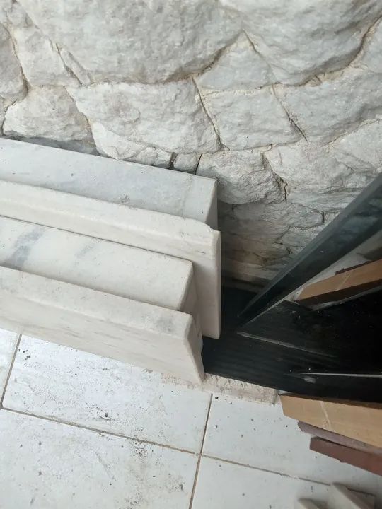 Par de pedra mesa de mármore branco, sem os pés - 2 peças - Foto 4