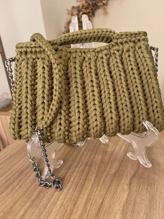 Bolsa de crochê rosa - linda e delicada - Foto 2