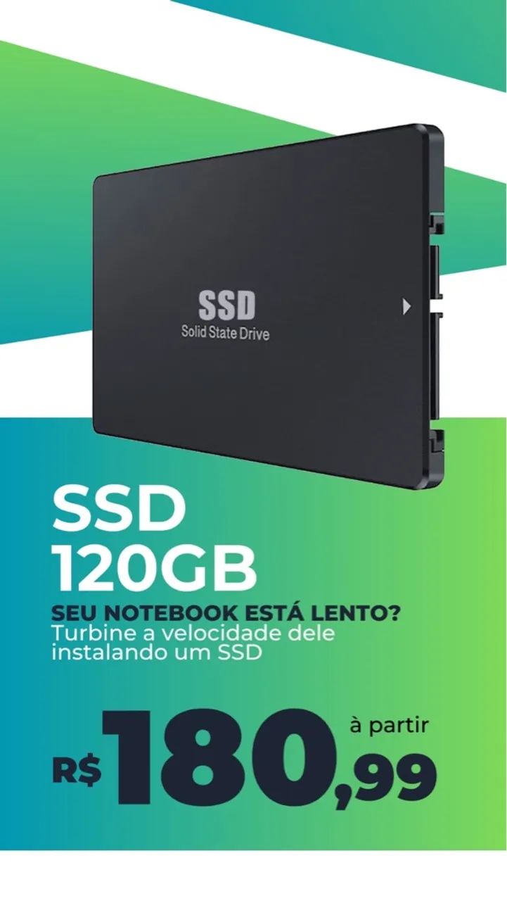 SSD 120GB - Novo - R$ 180,99