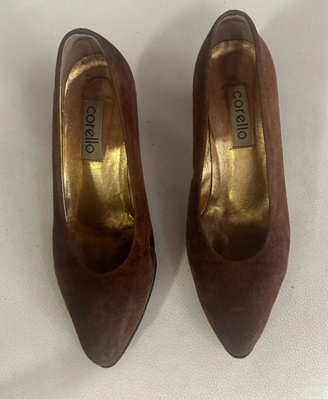 SAPATO CORELLO CAMURÇA MARROM 35 SALTO BLOCO 6,5CM