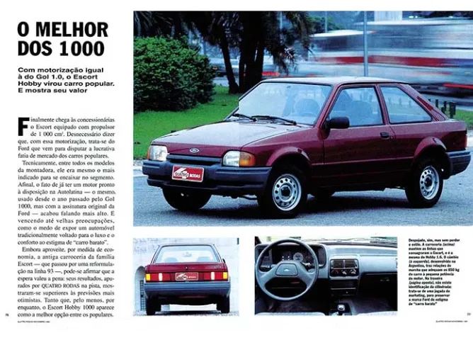VW Pointer GTI, Escort Hobby 1000, Vectra GLS 1994 - Revista Quatro Rodas - Foto 2