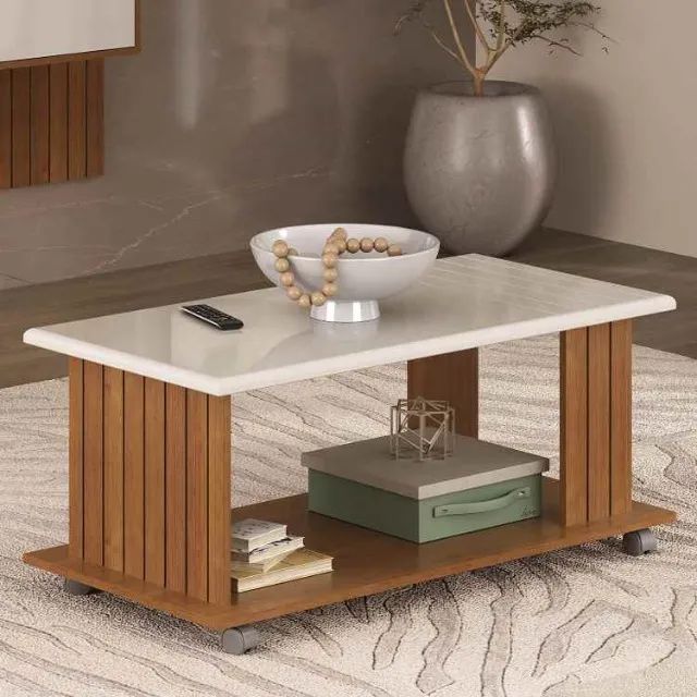 Mesa de Centro Mila Cinamomo.Off White Artely - Entrega Rápida! 
