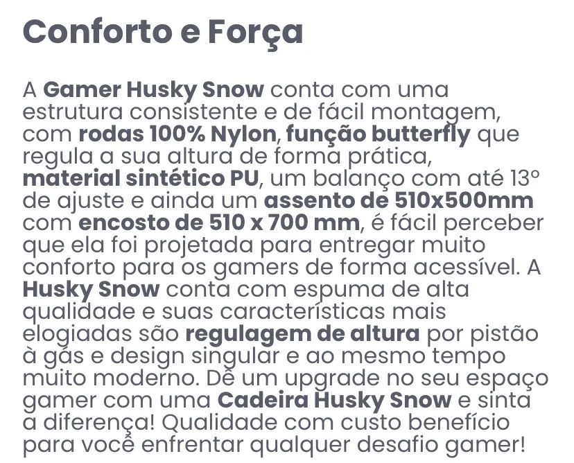 Cadeira Gamer Husky Preto e Branco - Foto 4