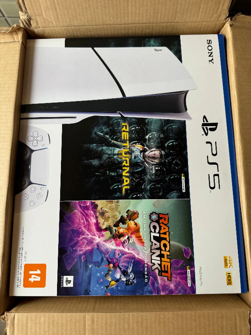 PlayStation PS5 Slim Com Leitor Disk, SSD 1TB, Com Controle Sem Fio DualSense, Sony Branco