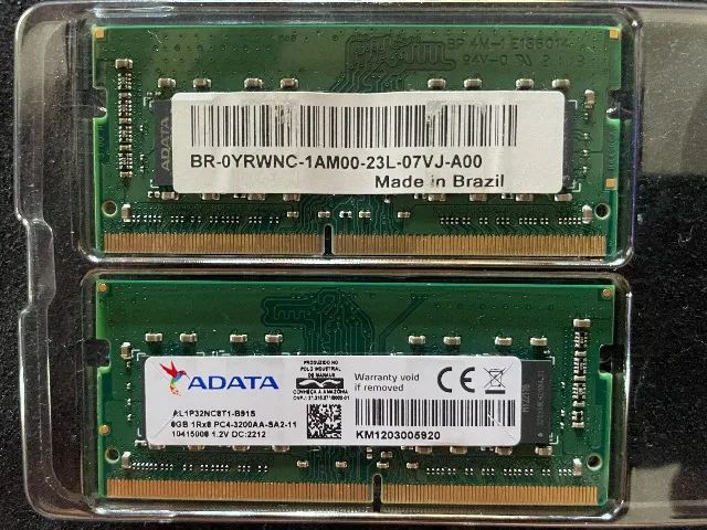 Kit 16GB (2x8GB) Memória RAM ADATA DDR4 3200MHz SODIMM para Notebook - AL1P32NC8T1-B91S