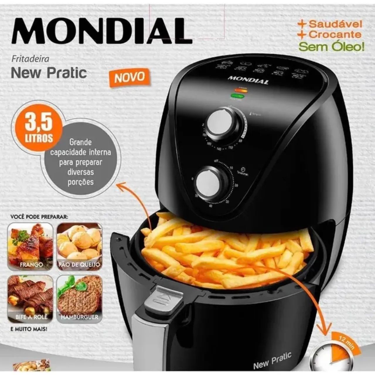 Fritadeira Mondial New Pratic 3,5 Litros - Sem Óleo!