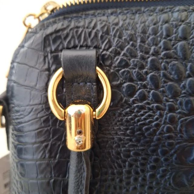 Bolsa Baú Couro Croco Donna Azul - Nova c/ Detalhe - Foto 3