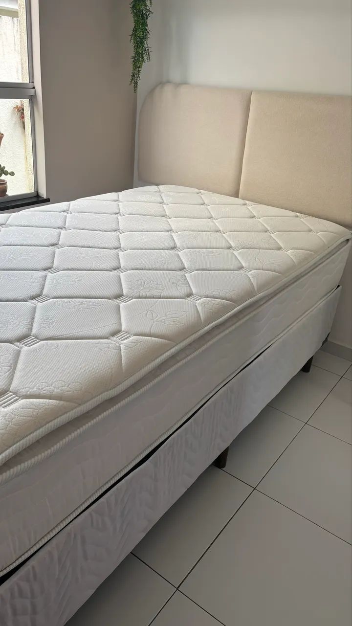Cama box + colchão solteirão + Capa