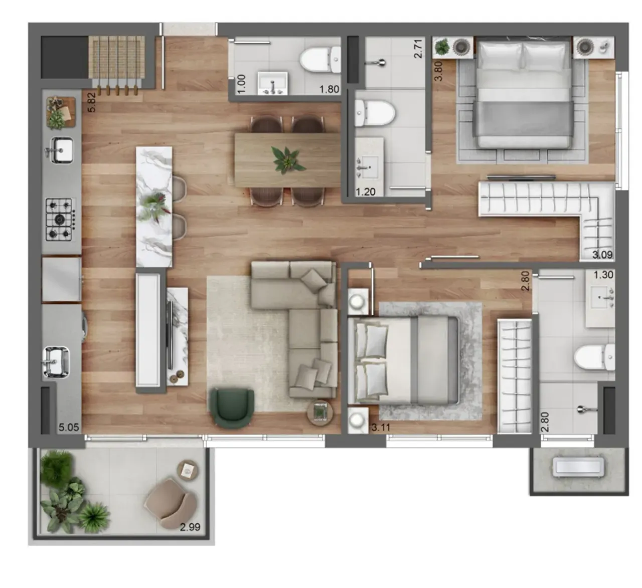 PLANTA 76m²
