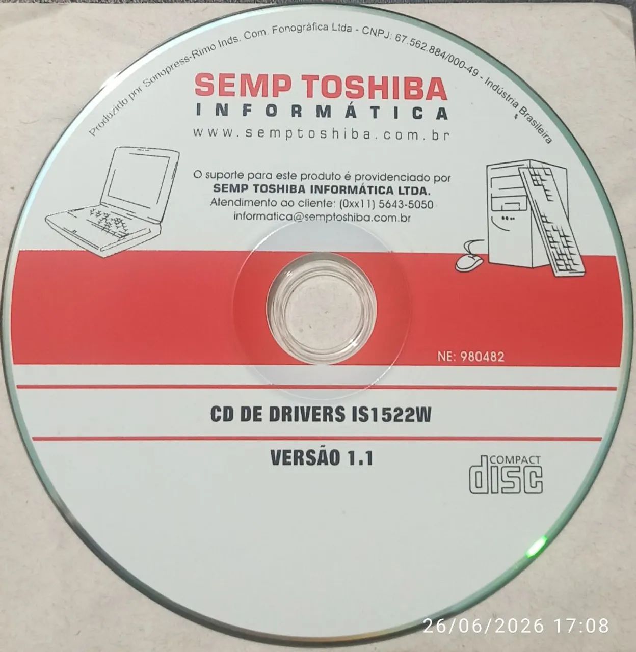 CD ORIGINAL DRIVER SEMP TOSHIBA IS1522W