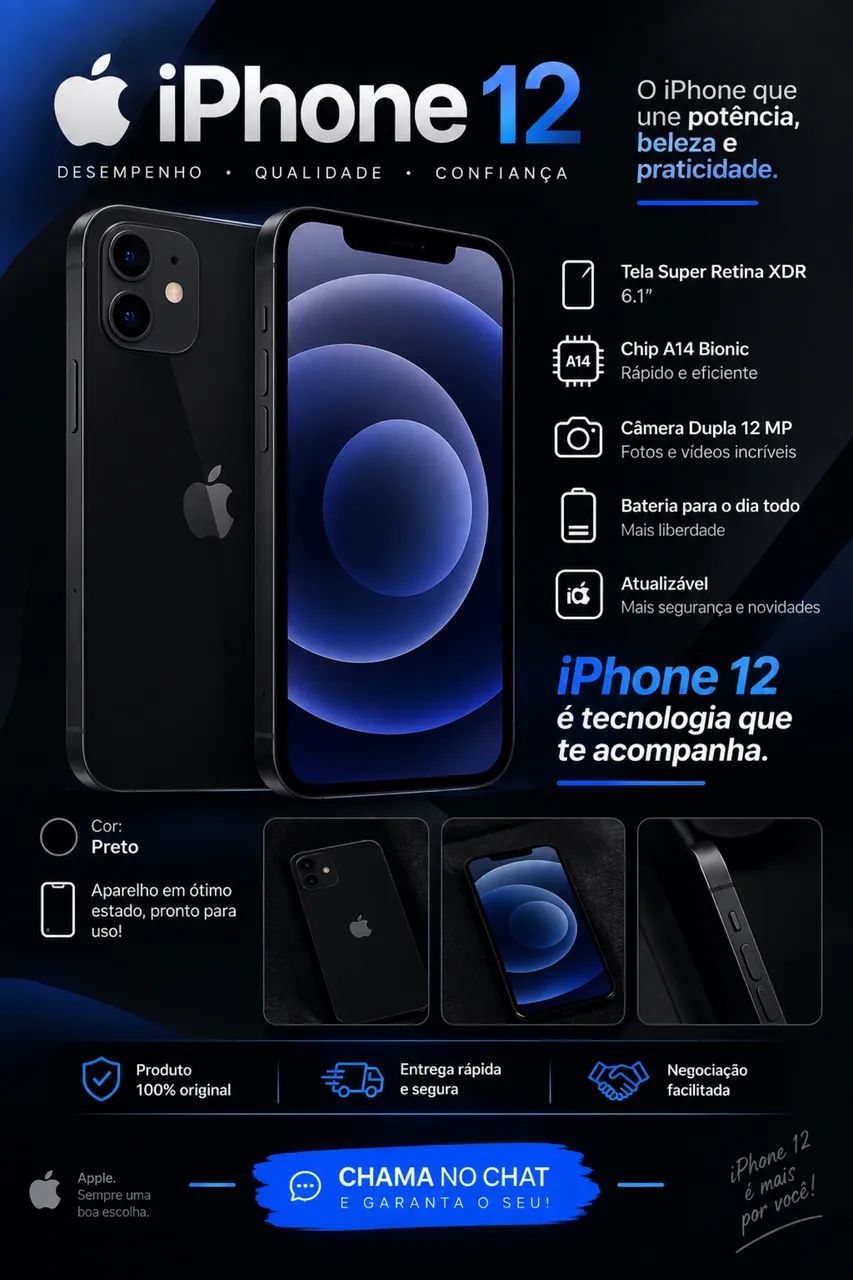 iPhone 12 preto - Celulares e Smartphones - Jardim Eusonia