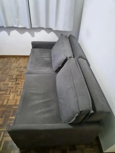 sofá cama Modelo Tunisia Suede - cor grafite 4 lugares