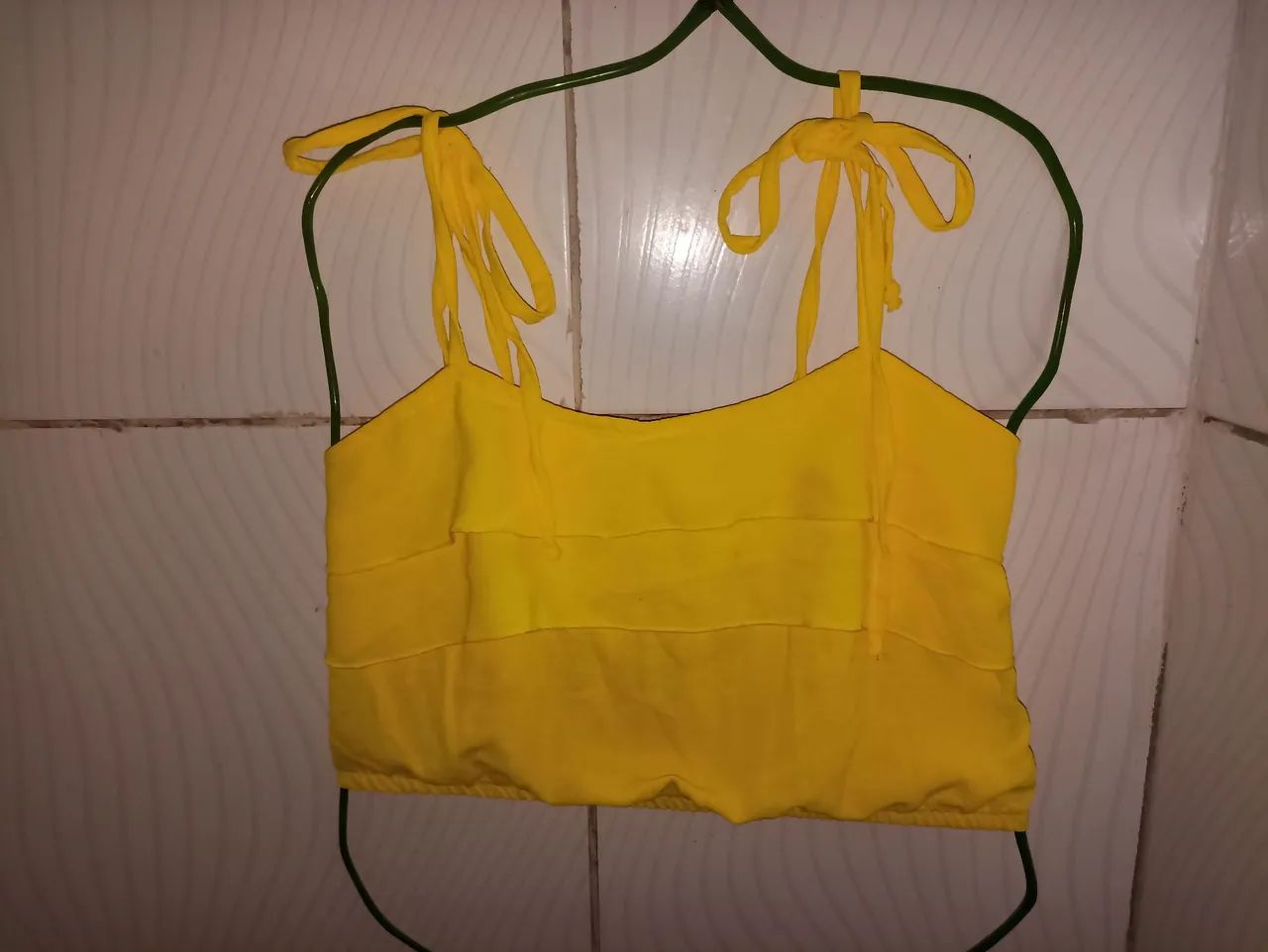  Cropped Alças Finas Amarela Feminino M