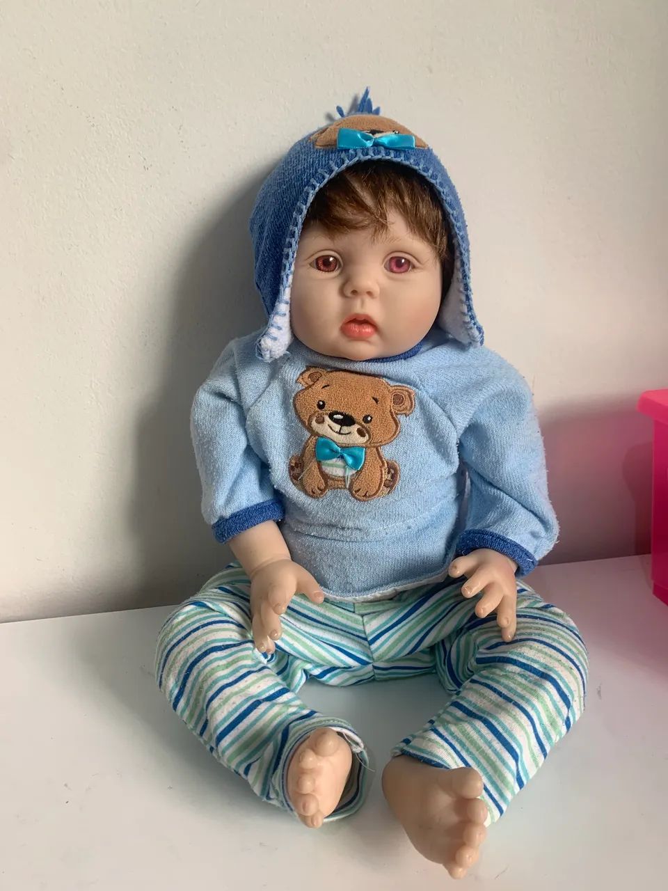Boneco Bebê Reborn Importado EUA Menino + Roupa Urso