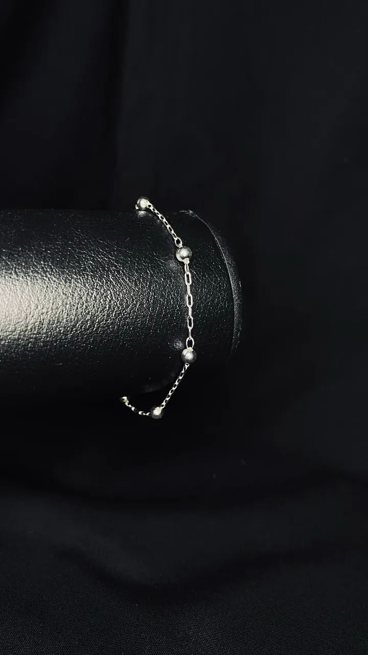 Pulseira de prata de bolinhas