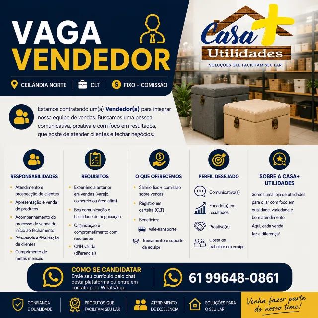 Vagas para vendedor