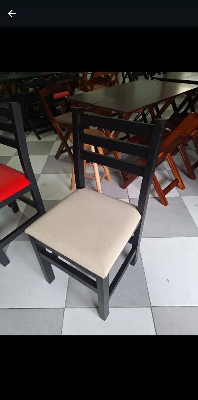 Cadeira jantar madeira com estofado  - Foto 4