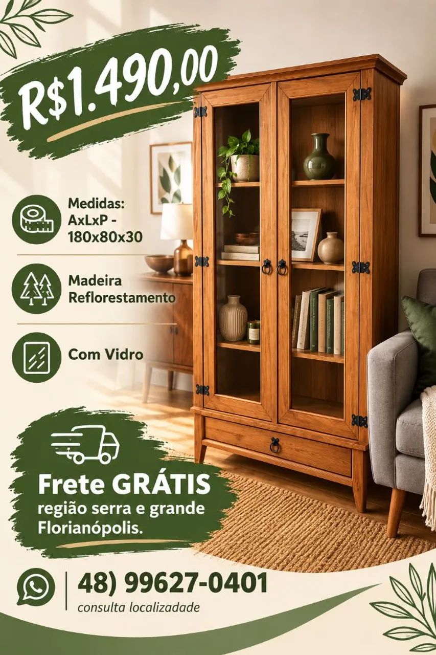 Cristaleira Duas portas Madeira
