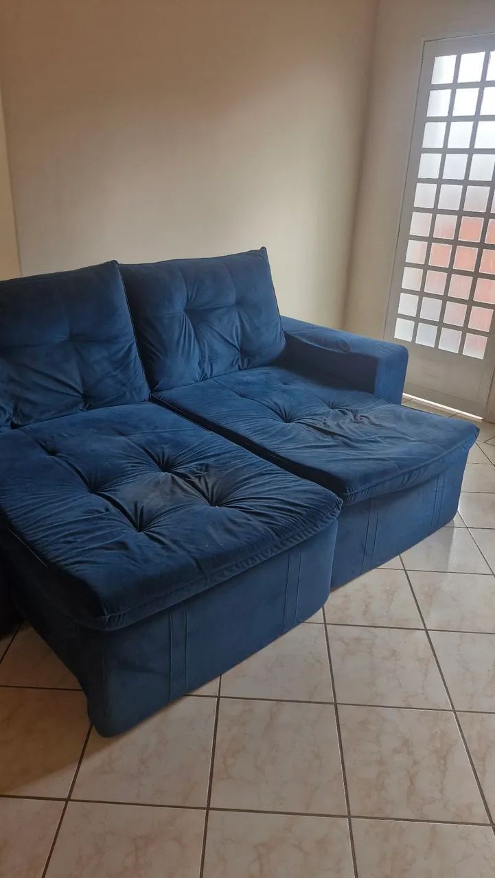 Sofá reclinável usado Cor Azul - Foto 2