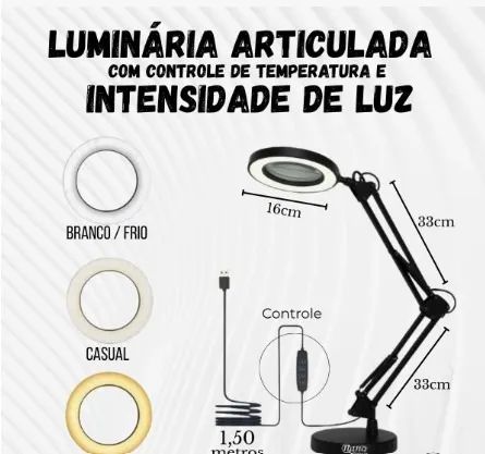 LUMINÁRIA ARTICULADA COM LUPA