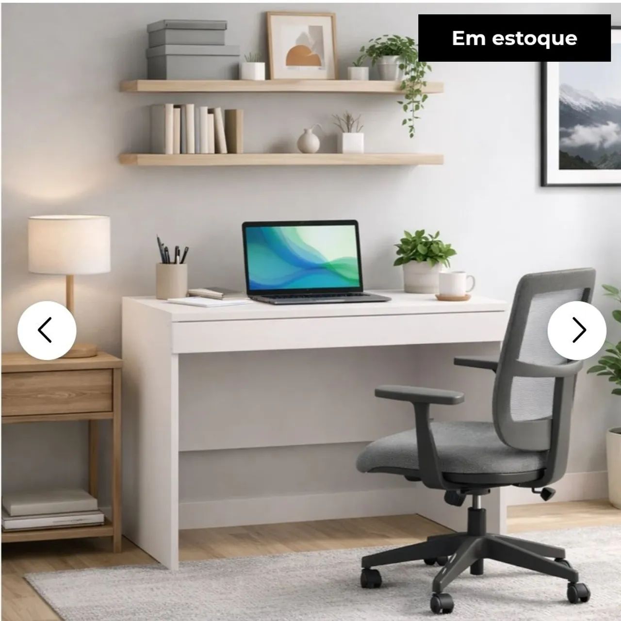 Escrivaninha com Gaveta MDF Altezza Belmax Branco - Foto 5