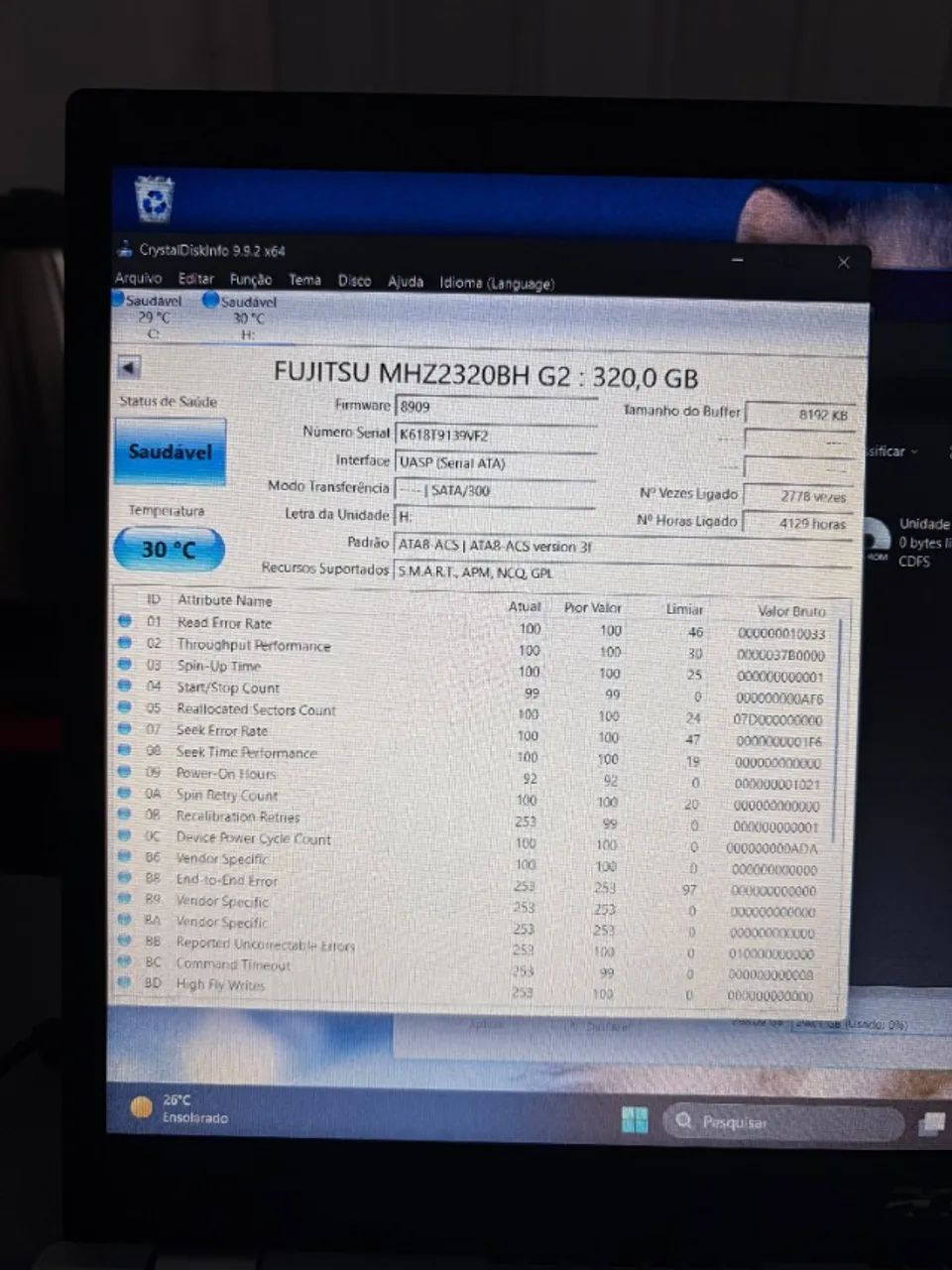 HD de Notebook Fujitsu 320GB - Testado e Saudável - Foto 2