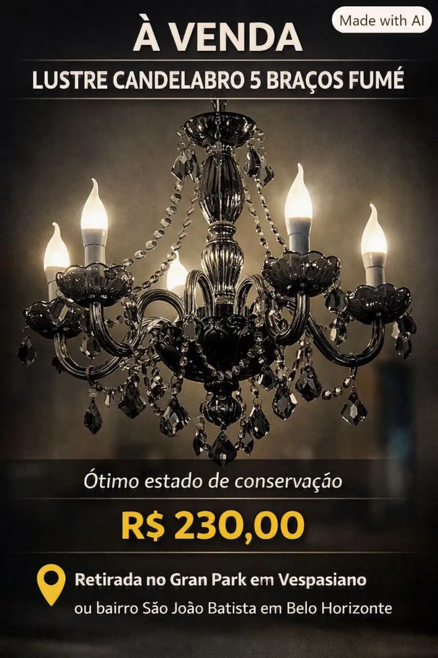 Lustre candelabro 5 braços  - Foto 3