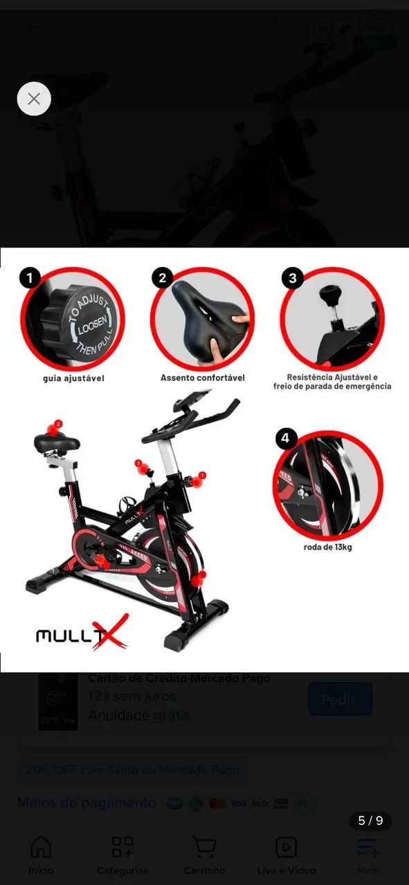 Bike Ergométrica Spinning com inercia 13Kg - Foto 4