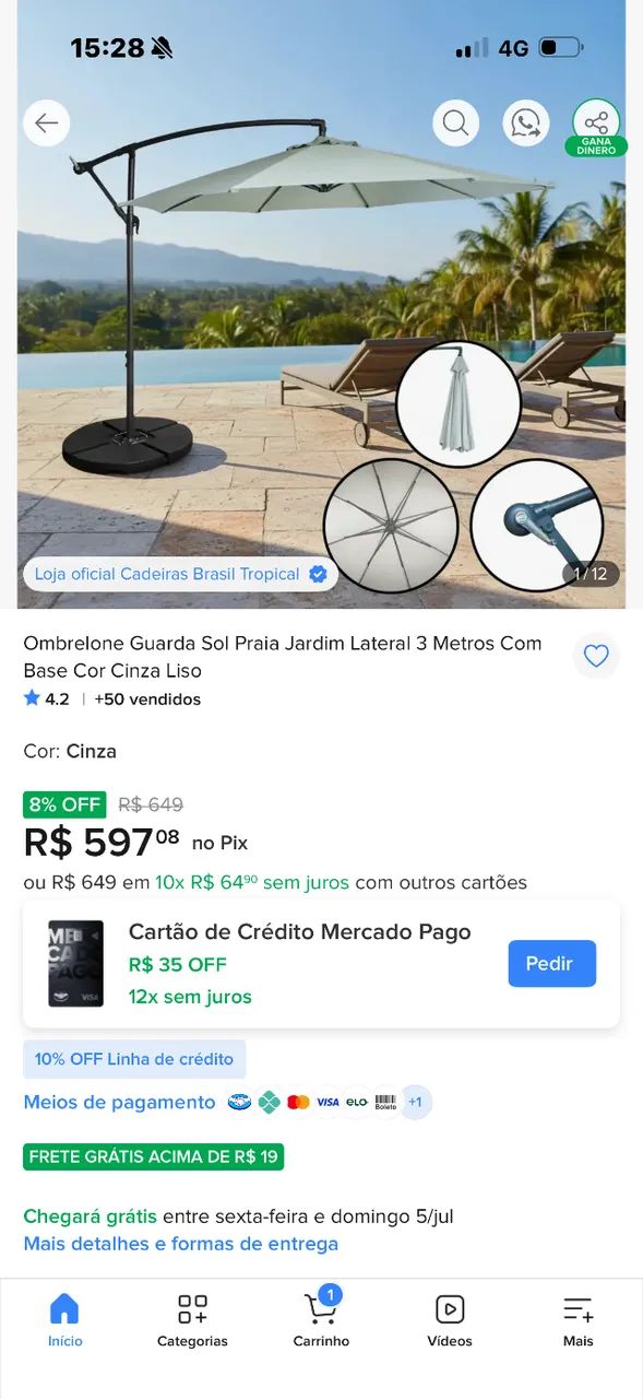 Ombrelone suspensa articulada  - Foto 2