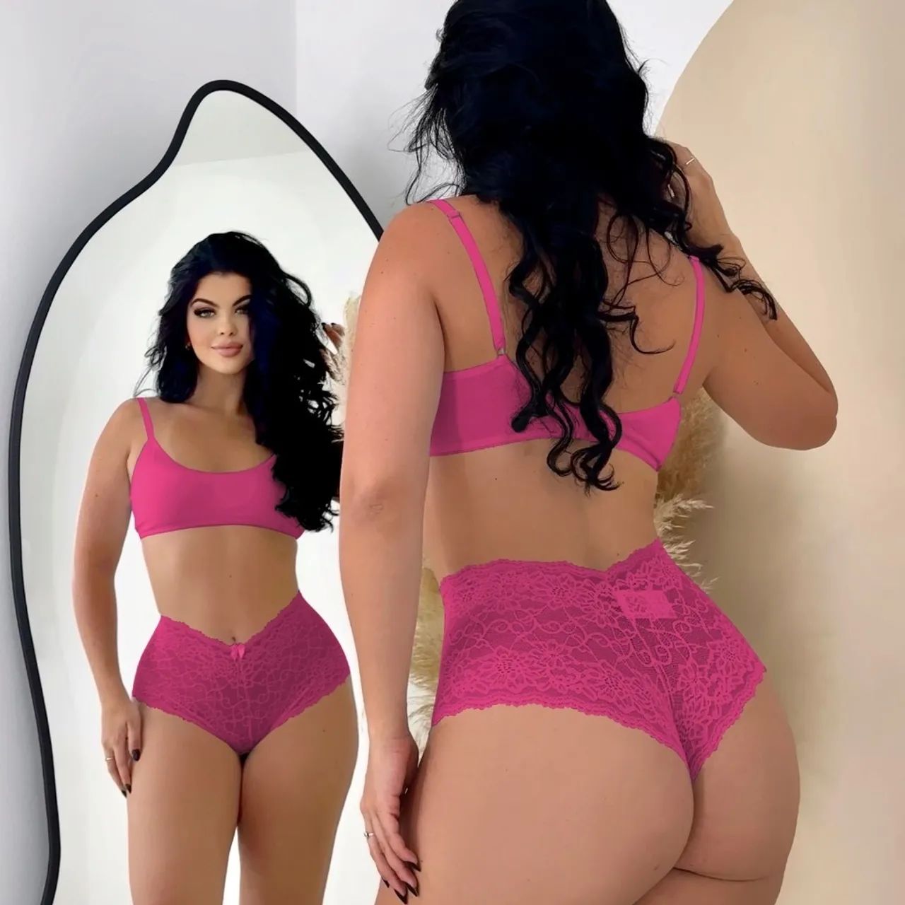 Kit 10 Calcinhas Caleçon Renda Jacquard original Feminina Boxer Alta - Foto 3