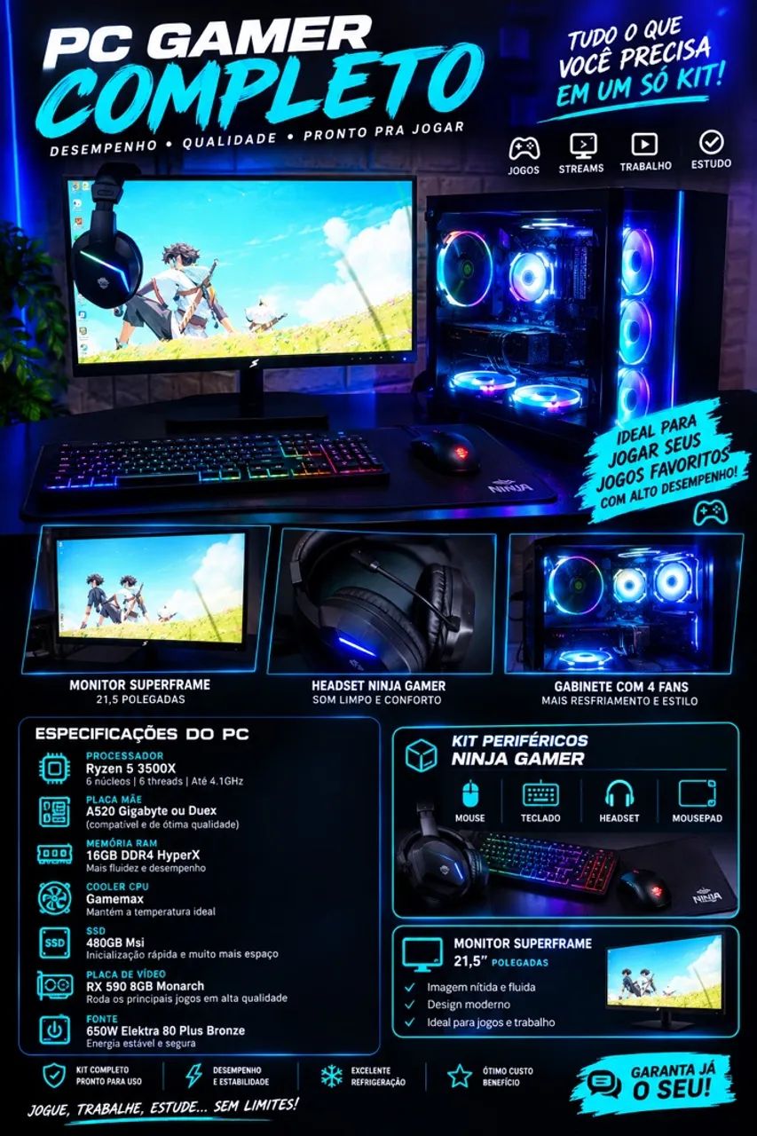 PC GAMER COMPLETO ? APENAS 2 MESES DE USO!