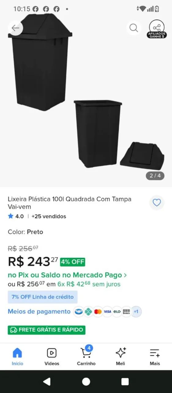 Lixeira plástica 