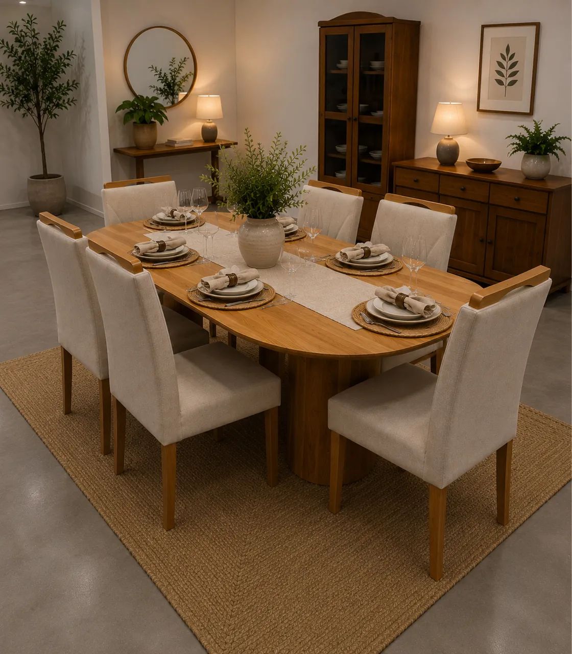 MESA DE JANTAR 220x110 COM 6 CADEIRAS