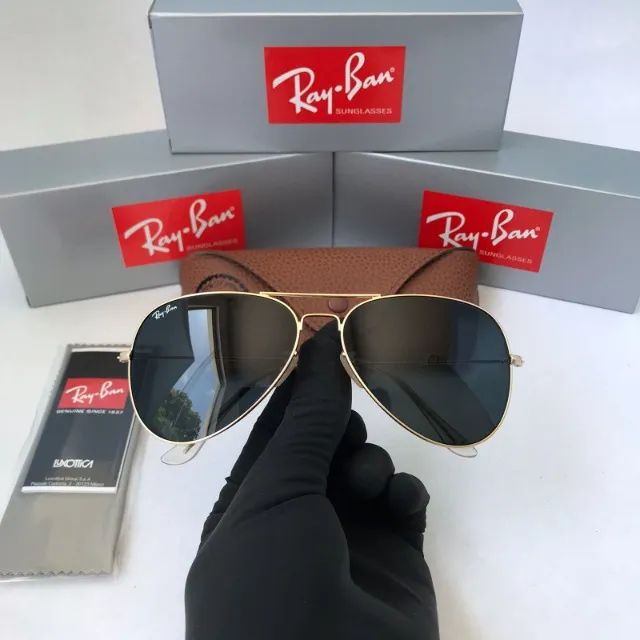 óculos de sol ray ban aviador  tradicional lentes de cristal - Foto 4
