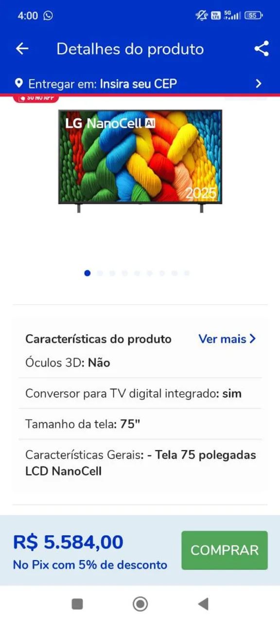 Tv 75 polegadas 