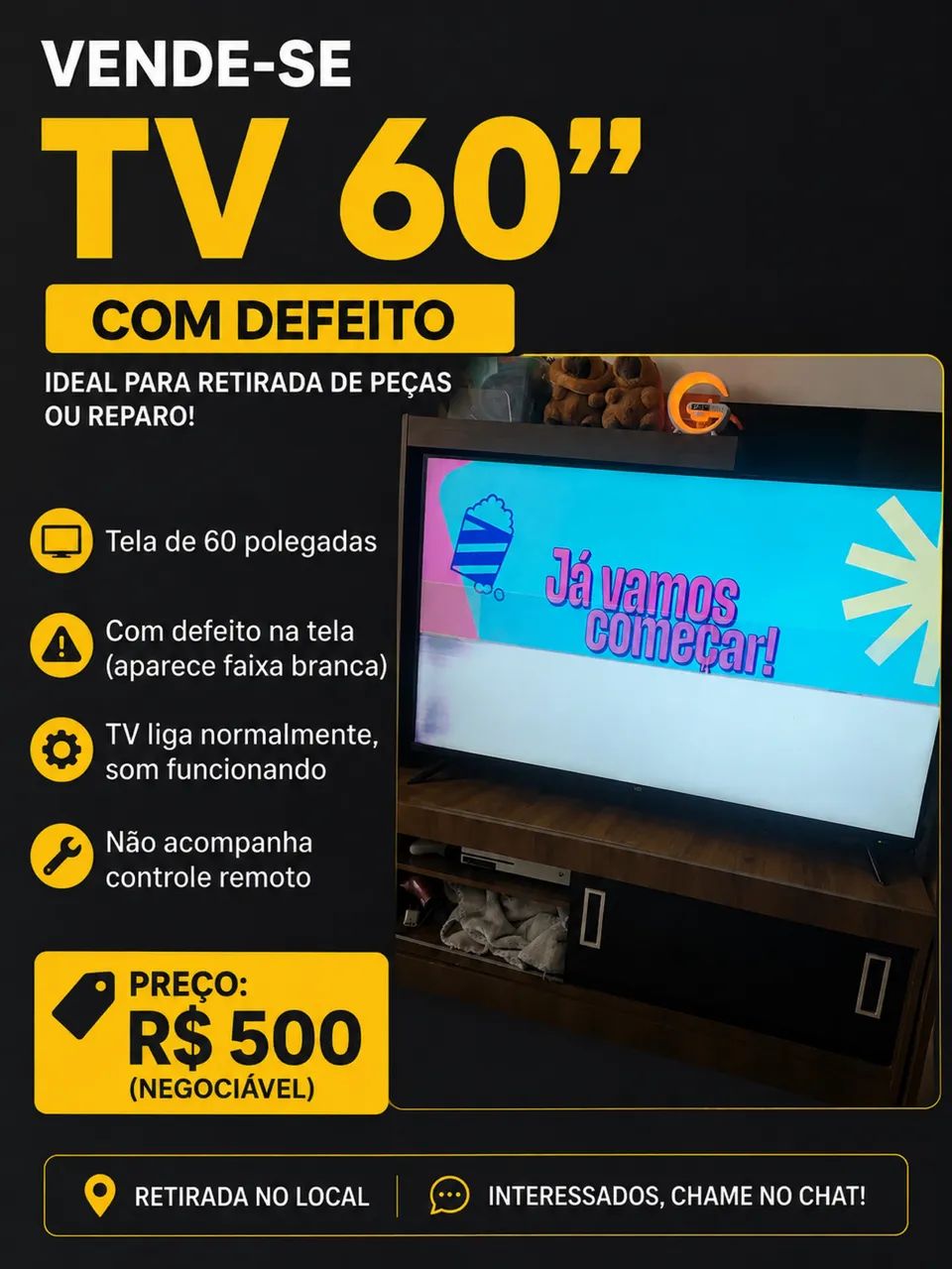 Vendo TV para conserto ou peças 
