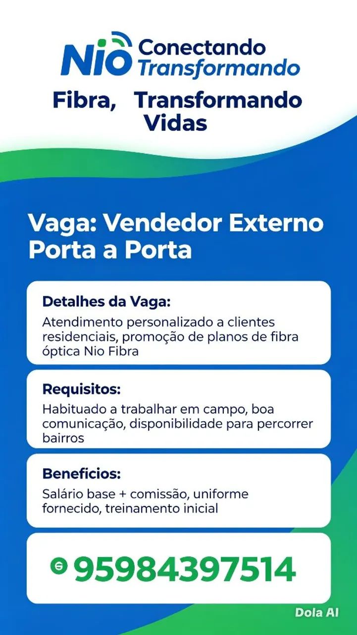 Vaga para vendedor externo porta a porta