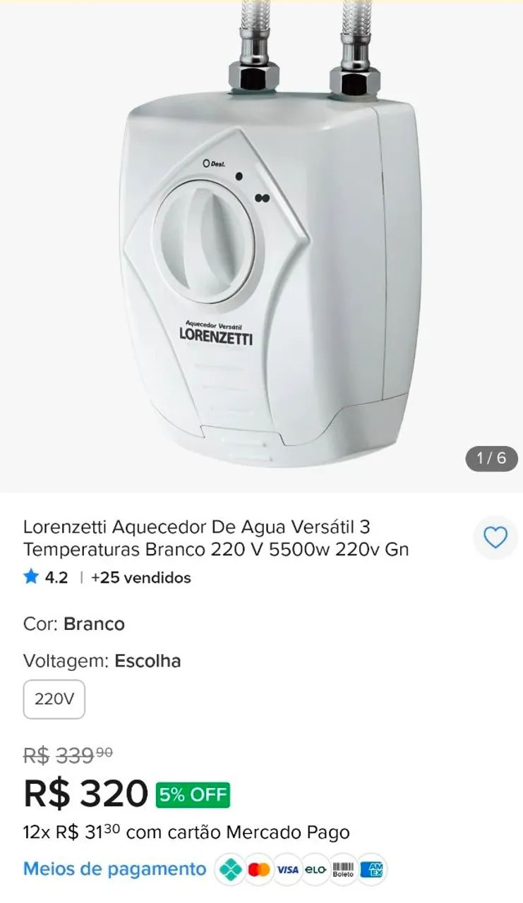 Aquecedor elétrico Lorenzete 