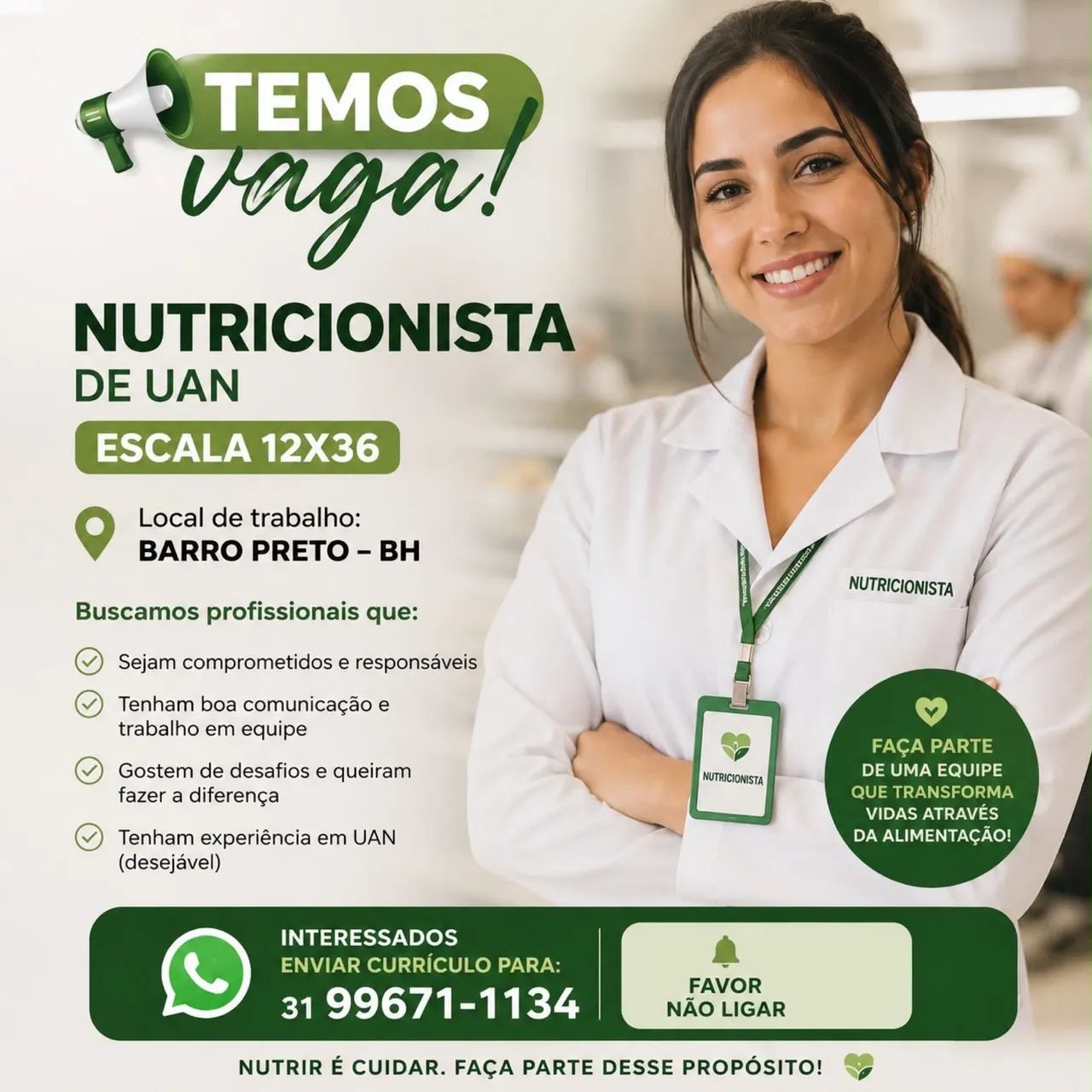 Vaga para nutrição 