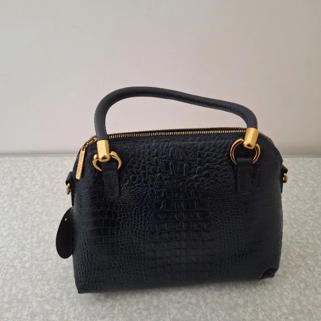 Bolsa Baú Couro Croco Donna Azul - Nova c/ Detalhe - Foto 2