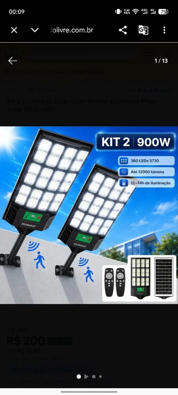 Luminária solar com sensor - Foto 4