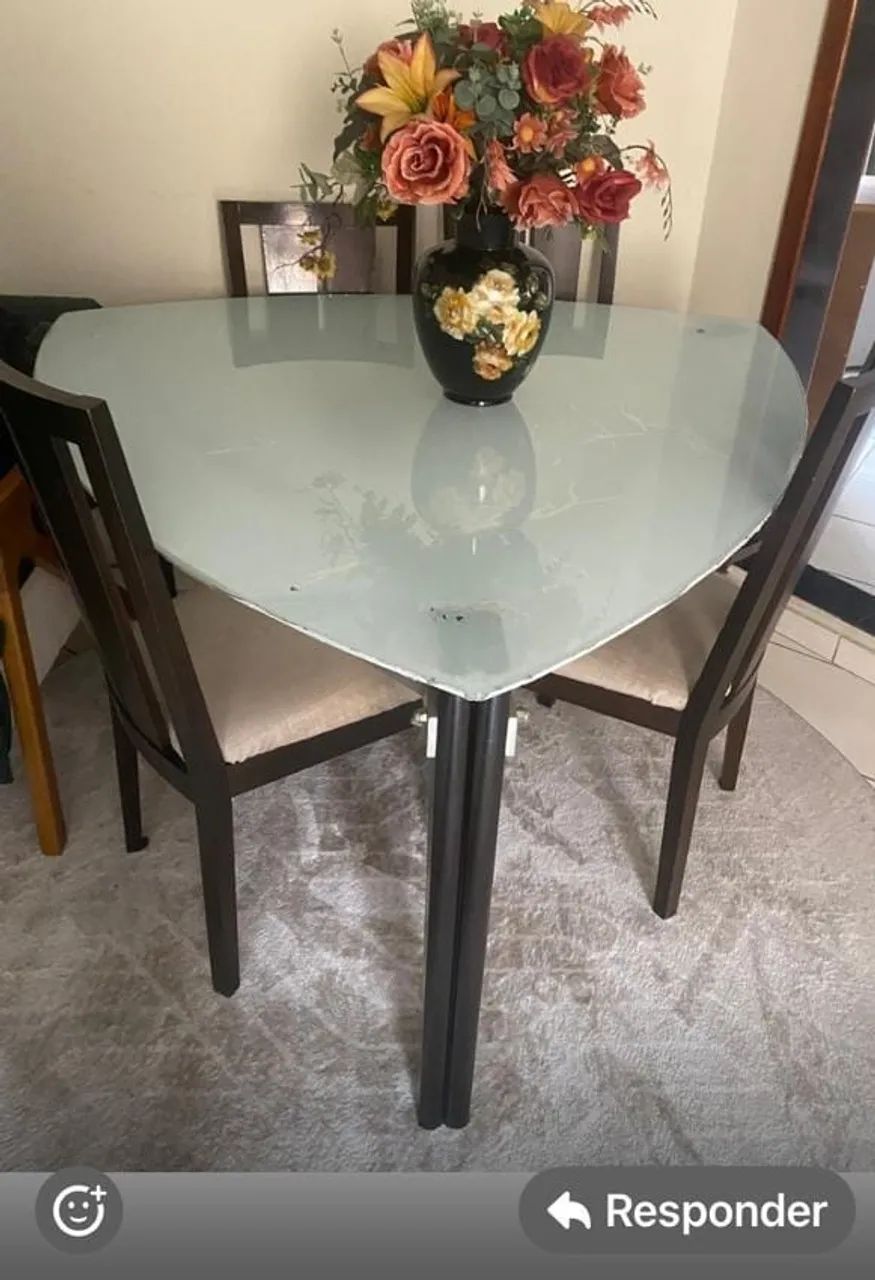 mesa tampo de vidro