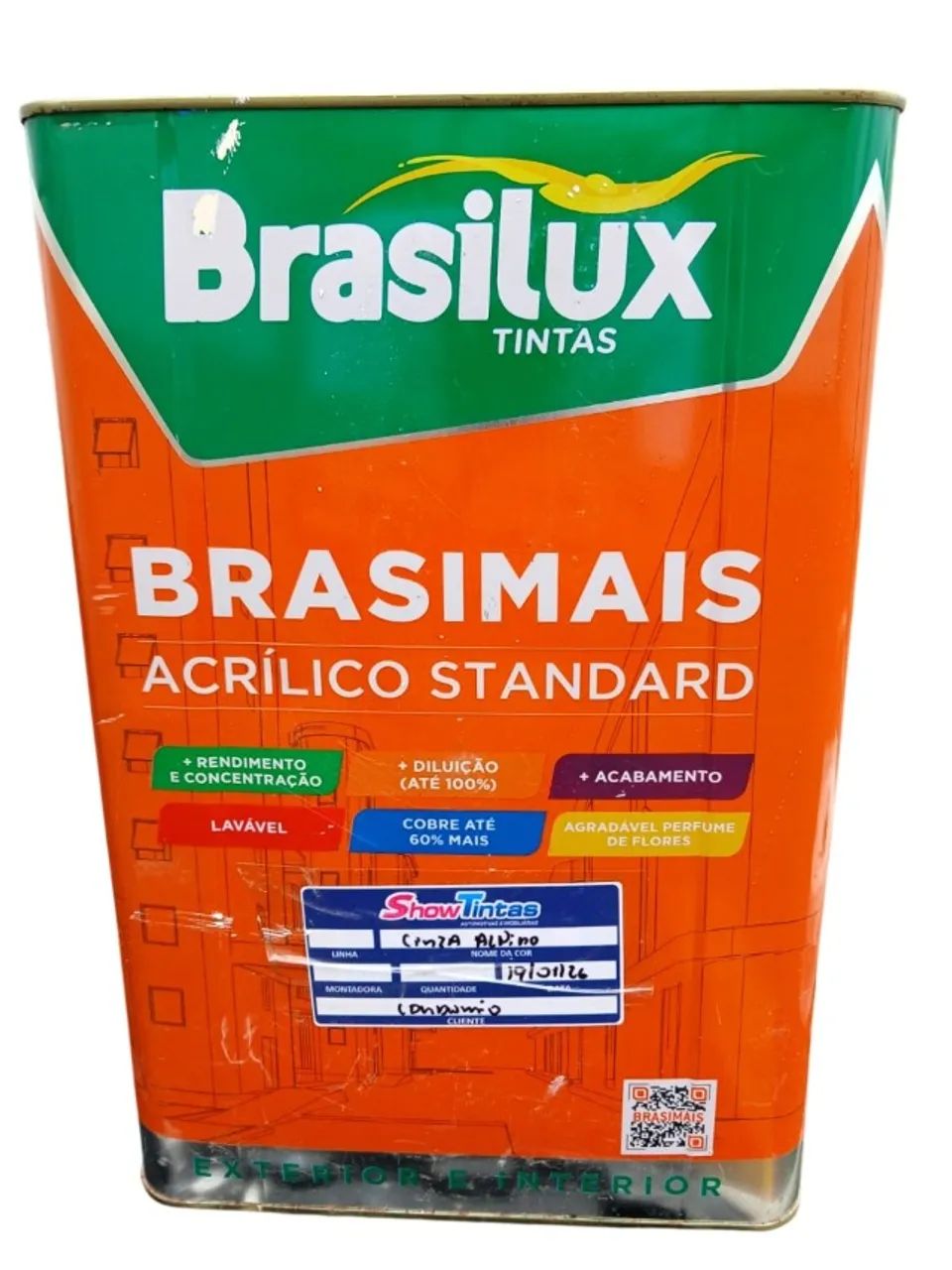 BRASILUX BRASIMAIS ACRYLIC STANDARD PAINT 18 L INTERIOR AND EXTERIOR ALPINE GRAY 00NN6200
